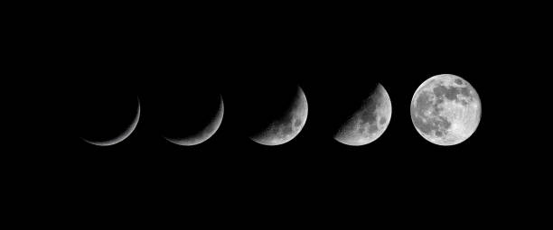 moon phases. growing new moon - moon change eclipse cycle imagens e fotografias de stock