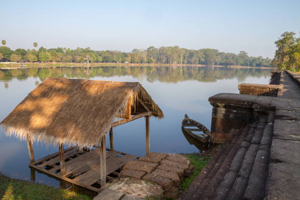 istock Hut and Boat near Angkor Wat Gateway 687590616