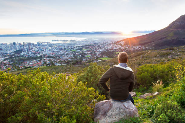 istock Peaceful morning city sunrise from above 687593922