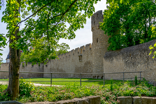 The medieval town wall around Ober-Ingelheim in Rheinhessen, Rhineland-Palatinate, Germany