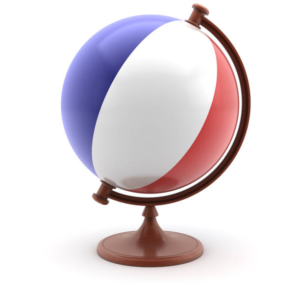 3D image of isolated globe with flag on sphere.