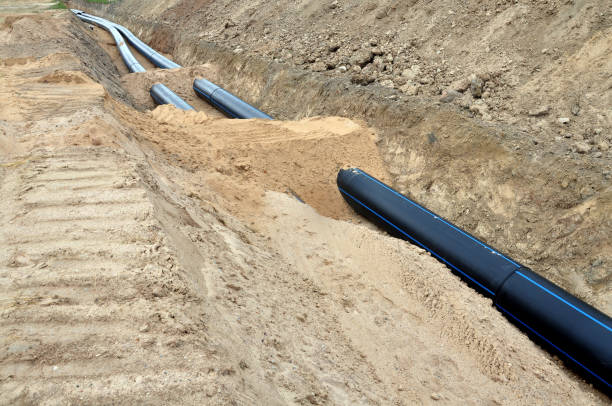 istock The process of laying of engineering and heating systems. 687639946