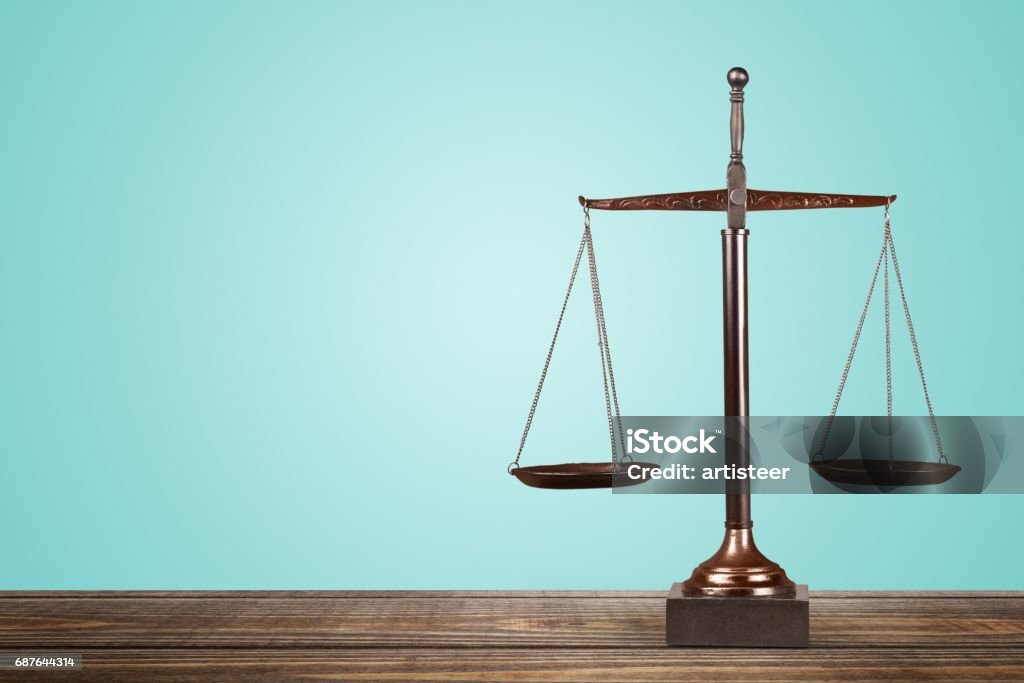 Scales of justice. Scales of Justice on table, Weight Scale, Balance. Weight Scale Stock Photo