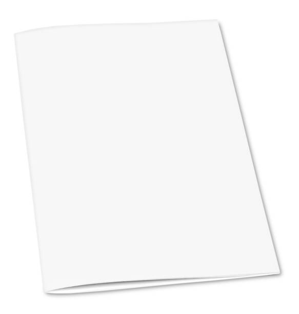 Blank. Close up of a blank folded white paper on white background pamphlet stock pictures, royalty-free photos & images