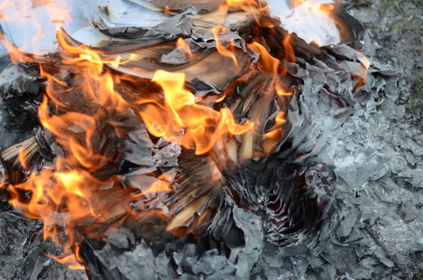 Abstract background of a paper in fire. Photography