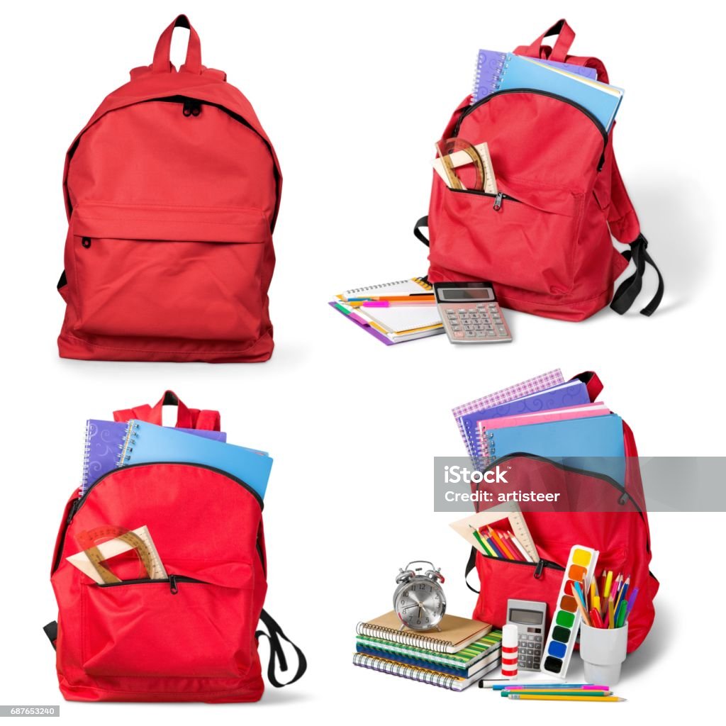 Backpack. Blue School Backpack  on   background. Backpack Stock Photo