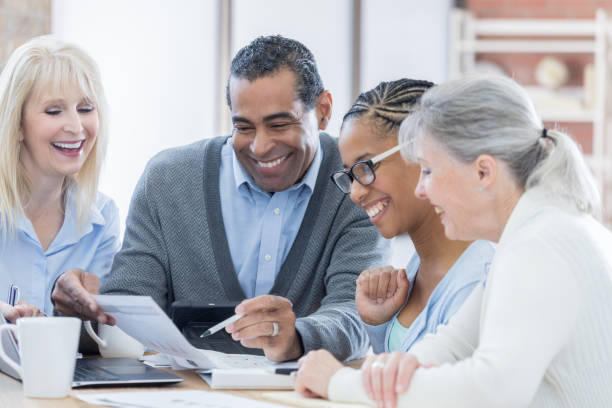 istock Confident business people participate in meeting 687663066