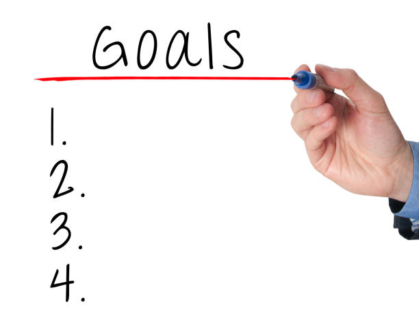 istock Businessman is writing goals list,  planning on whiteboard 687668264