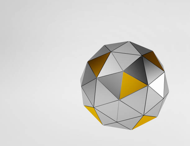 istock Silver and gold metal and glass spheres geometry background. Abstract 3d render 687674914