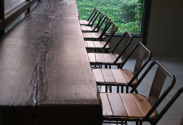 istock decorated sorting chairs and wooden table in coffee shop or restaurant with low key 687675044
