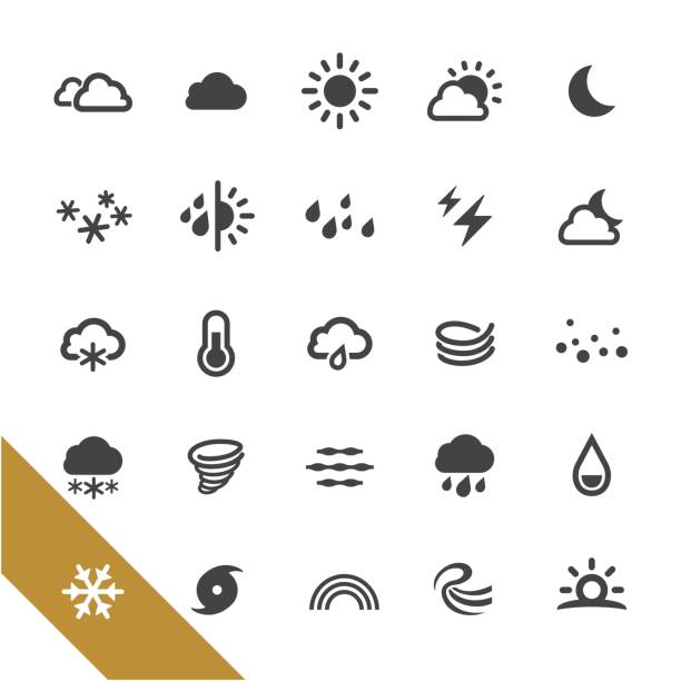 illustrazioni stock, clip art, cartoni animati e icone di tendenza di icone meteo - seleziona serie - rain tornado overcast storm