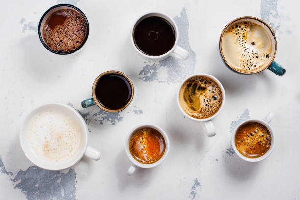 istock Variety of coffee in porcelain cups 687678848