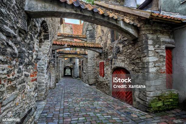 Old Cobbled Street In Old Town Of Tallinn Estonia Stock Photo - Download Image Now - Tallinn, Estonia, Old Town