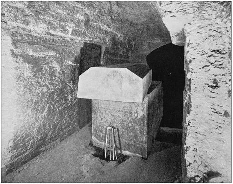 Antique photographs of Holy Land, Egypt and Middle East: Sarcophagus of Apis Bull, Sakkara