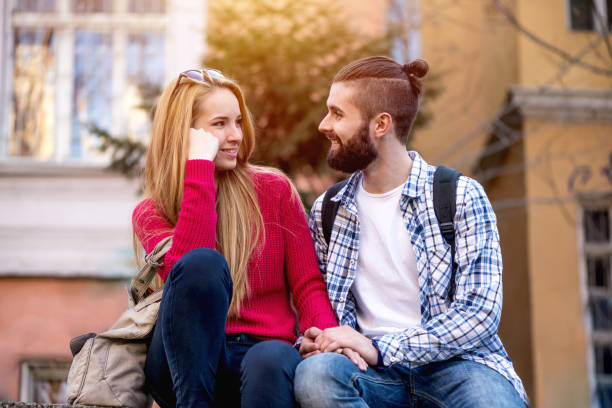 istock Happy couple in town 687703584