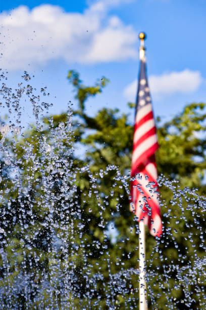 istock American Flag Behind Water Fountain 687715846