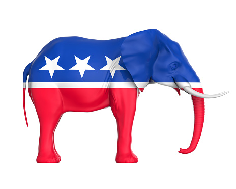 Elephant Republican isolated on white background. 3D render