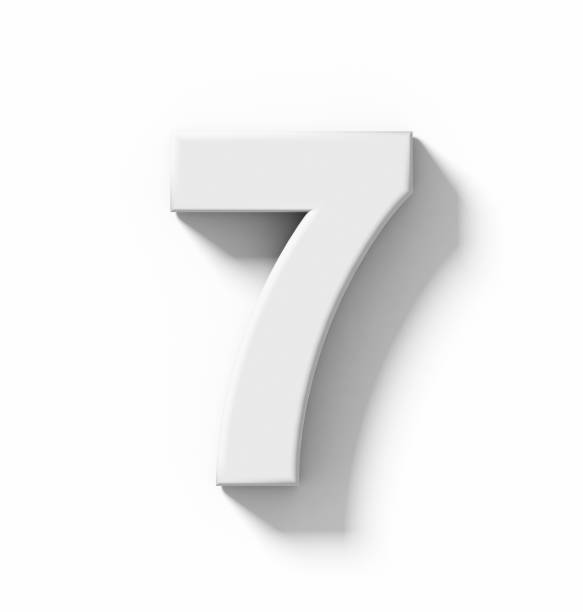 istock number 7 3D white isolated on white with shadow - orthogonal projection 687725898