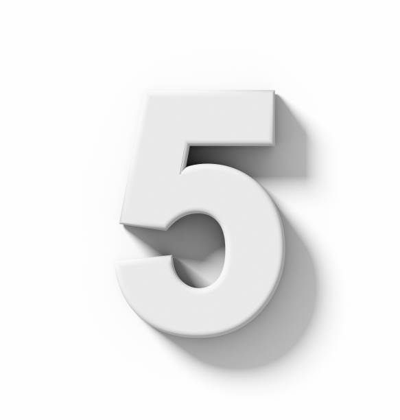 istock number 5 3D white isolated on white with shadow - orthogonal projection 687726008