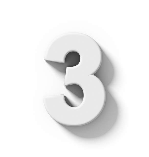 istock number 3 3D white isolated on white with shadow - orthogonal projection 687726096
