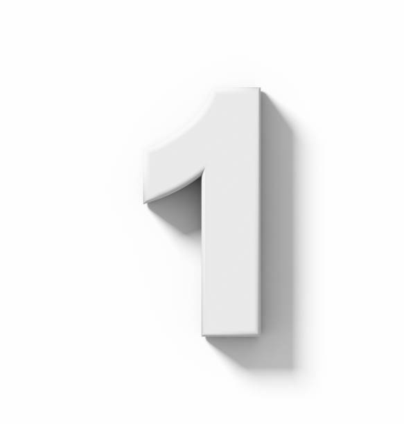 istock number 1 3D white isolated on white with shadow - orthogonal projection 687726190