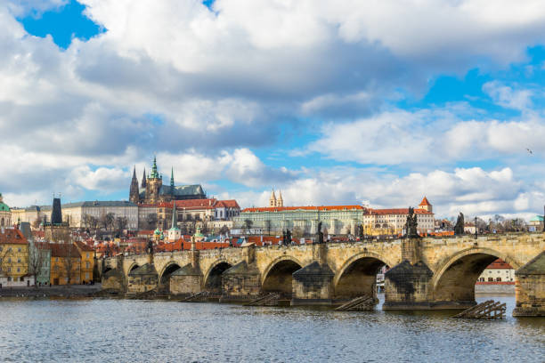 istock Aerial view of Charles Bridge in Prague 687735700