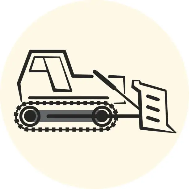 Vector illustration of Outline earth mover icon, bulldozer icon