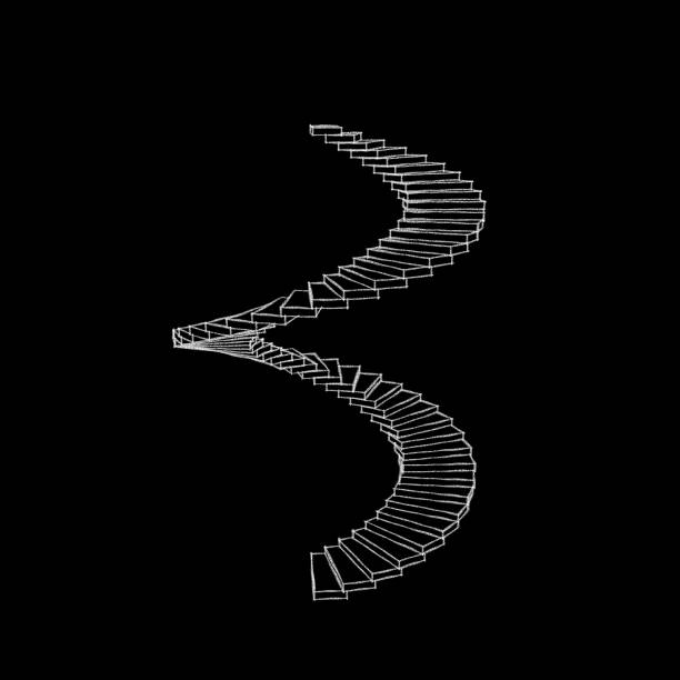 istock Spiral staircase. Isolated on black background. Sketch illustration. 687742138