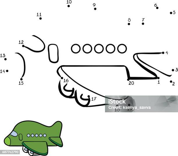 Numbers Game Airplane Stock Illustration - Download Image Now - Connect the Dots, Airplane, Child