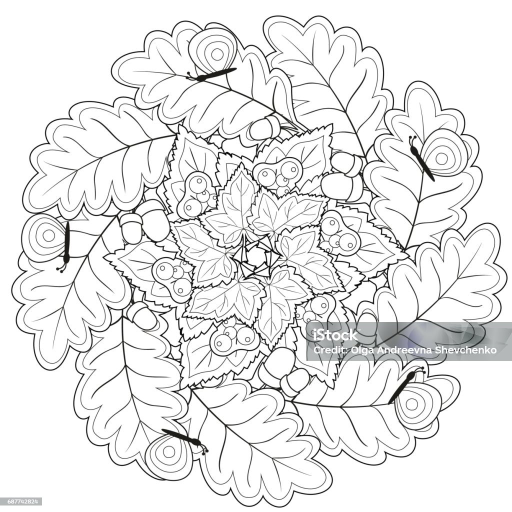 낙서 스타일의 색칠 공부를 위한 흑백 꽃 패턴입니다 가을에 대한 스톡 벡터 아트 및 기타 이미지 - 가을, 그림 그리기, 까치밥나무 열매류  - Istock