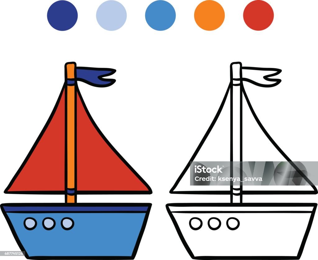 Coloring book for kids, Yacht Coloring book for children, Yacht Child stock vector