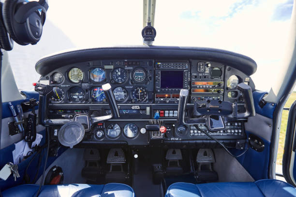 istock Saloon aircraft with dashboard before departure. 687745170
