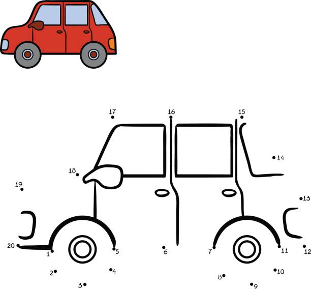 숫자 게임, 자동차 - car sedan vector illustration and painting stock illustrations