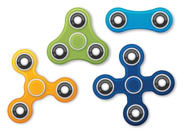 stockillustraties, clipart, cartoons en iconen met hand spinners en fidget spinner speelgoed - handspinner