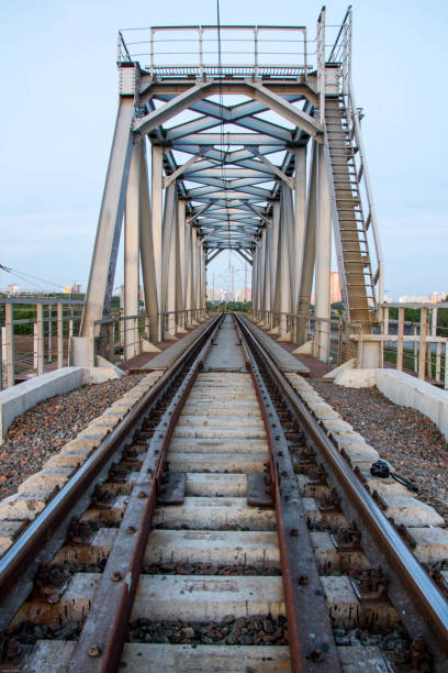 istock Railroad bridge. The Iron Bridge. Bottom view. 687763536