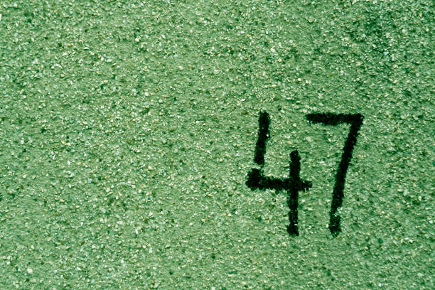 istock number fourty seven on green plaster wall. 687763864