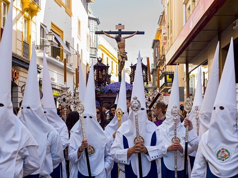 Malaga's Holy Week celebration in Malaga streets every year. Many visitors from across Spain and abroad come to follow the processions throughout the city centre.