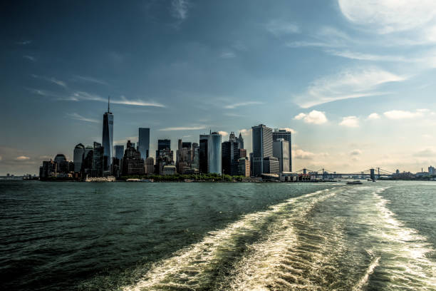 Manhattan from the ferry to Staten Island stock photo