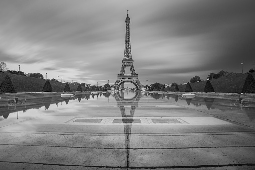 dark clouds over the eiffel tower