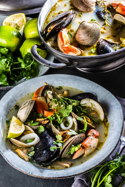 istock Seafood soup with crabs, clams and mussels 687783338