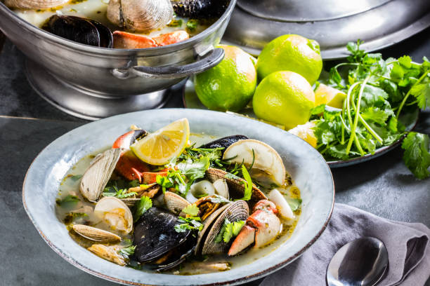 istock Seafood soup with crabs, clams and mussels 687783346