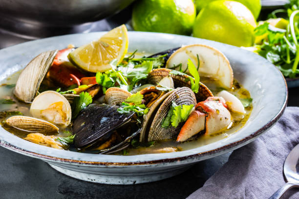 istock Seafood soup with crabs, clams and mussels 687783354