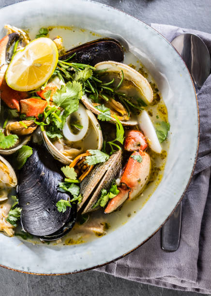 istock Seafood soup with crabs, clams and mussels 687783358