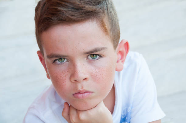 handsome 8 year old boy with freckles