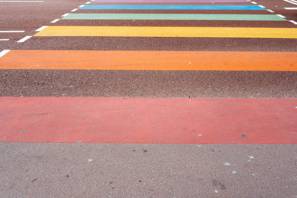 istock Rainbow painted crossroads in Utrecht, Netherlands, horizontal composition 687784234