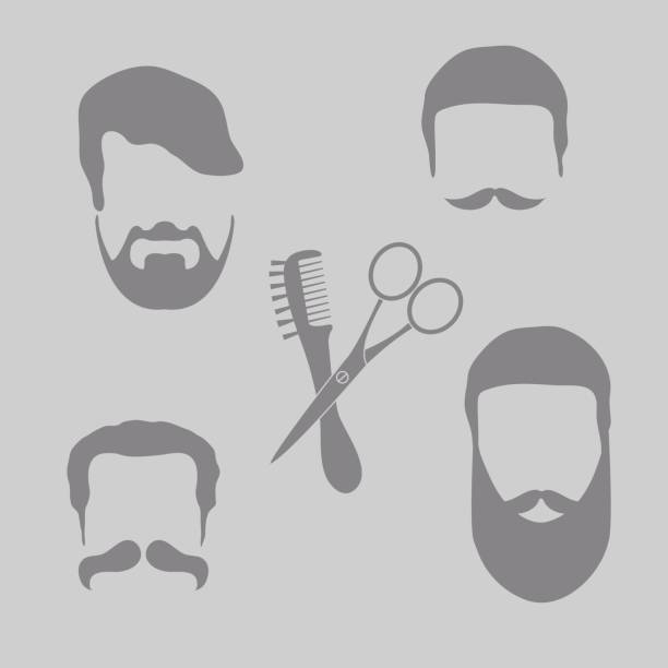 Cute Vector Illustration Of Men Hairstyles Beards And Mustaches Hairdresser  Tools Care Barbershop Symbol Stock Illustration - Download Image Now -  iStock