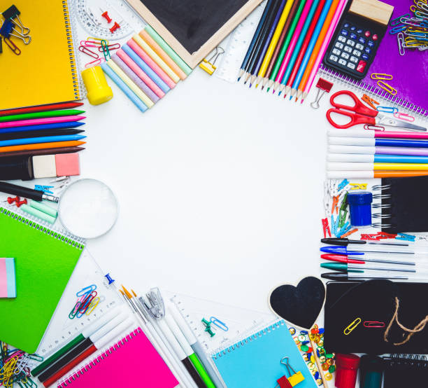 istock Colorful school supplies. Back to school concept 687797864