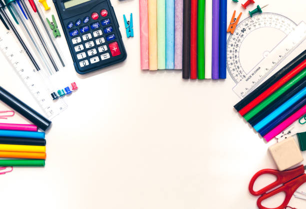 istock office and student accessories isolated over white background Back to school concept 687798410