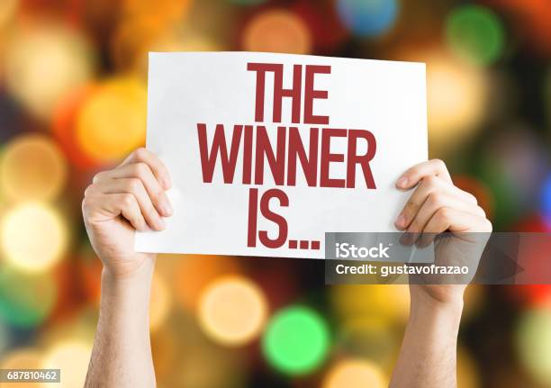 The Winner Is Placard Stock Photo - Download Image Now - Winning, Success, Competition