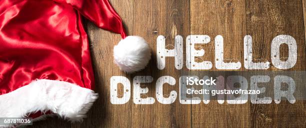 Hello December Sign Stock Photo - Download Image Now - December, Greeting, Christmas